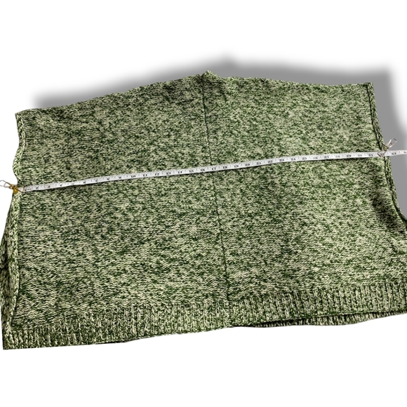 LOFT green & white short sleeve open front poncho wrap sweater size Medium - Picture 12 of 16